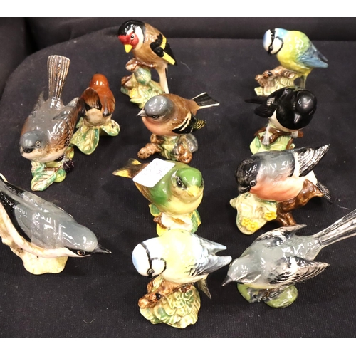 274 - Eleven Beswick birds; Blue Tit, Bullfinch, Whitethroat and others. Not available for in-house P&P, c... 