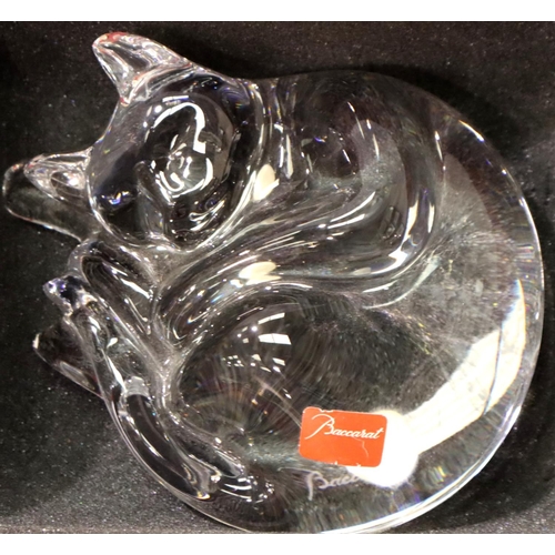 289 - Baccarat boxed glass paperweight in the form of a cat, L: 11 cm. P&P Group 1 (£14+VAT for the first ... 