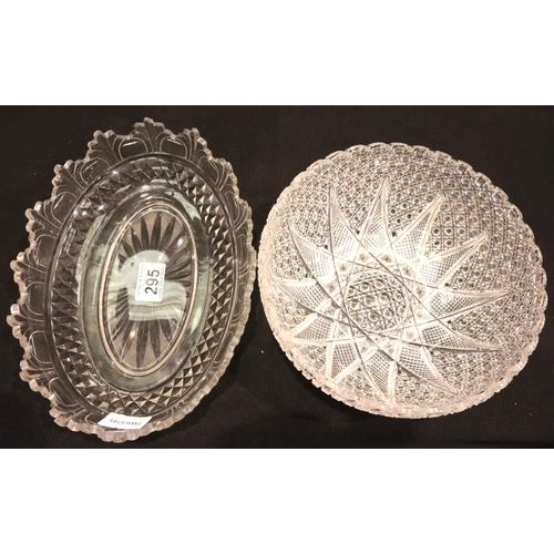 295 - A Regency cut glass oval bowl, together with a heavily hobnailed fruit bowl. Not available for in-ho... 