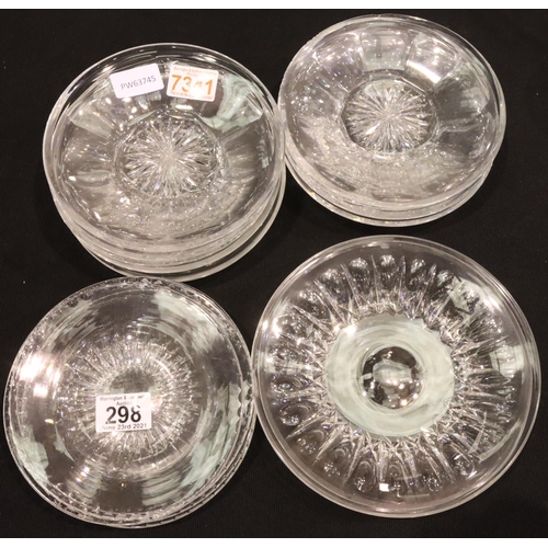 298 - A set of eight Brierley crystal cake plates (some with small chips) and eight mixed Edinburgh crysta... 