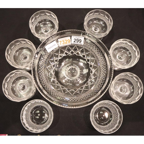 299 - Waterford Crystal; a set of six sundae bowls, a pair of finger bowls and a large (presumed Waterford... 