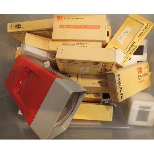 1043 - Box of colour slides and slide viewer, slides to include tourism slides such as Chichen Itza, world ... 