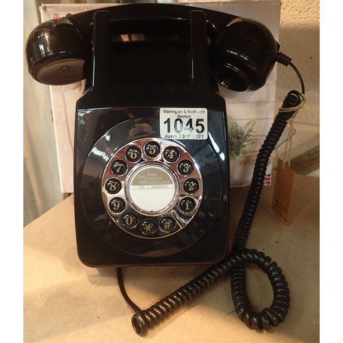 1045 - Black, Wall-mounted, GPO746 Retro push button telephone replica of the 1970s classic, compatible wit... 