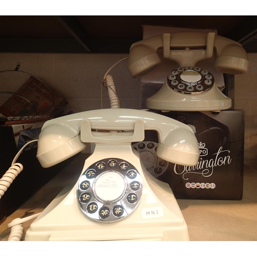 1056 - Two Ivory push button telephones, a Carrington and a matching smaller sized Pearl. Working at time o... 