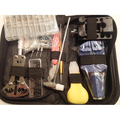1075 - 147 piece watch repairing kit with screw back remover, sharp pin remover etc and a box of mixed size... 