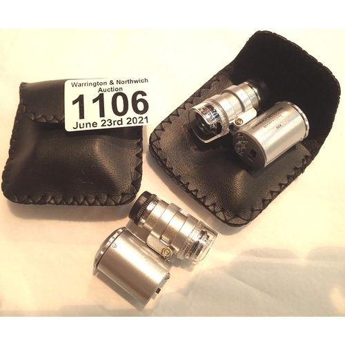 1106 - Two jewellery/currency detecting loupes with LED lights. P&P Group 1 (£14+VAT for the first lot and ... 