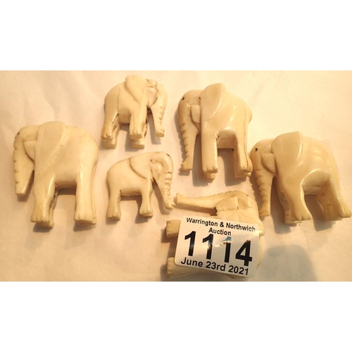 1114 - Six antique ivory hand carved elephants. P&P Group 1 (£14+VAT for the first lot and £1+VAT for subse... 