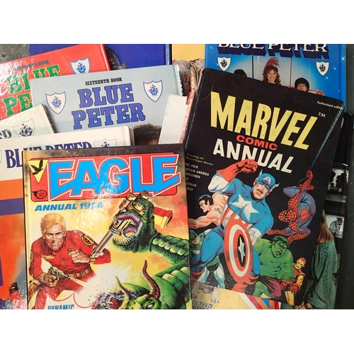 1140 - Varying annuals including Blue Peter, Dandy, Beano and Marvel. Not available for in-house P&P, conta... 