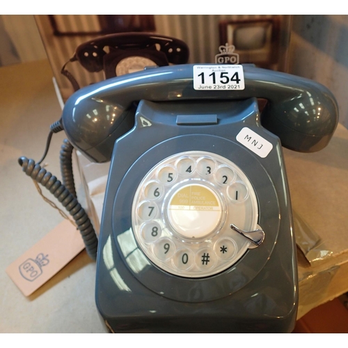 1154 - Grey, GPO746 Retro rotary telephone replica of the 1970s classic, compatible with modern telephone b... 