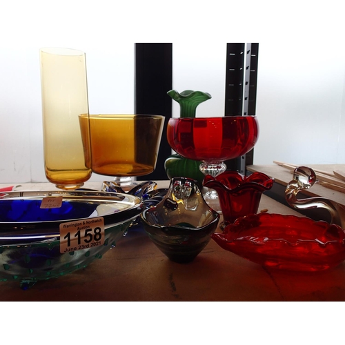 1158 - Collection of mixed glassware including Ruby and art glass. Not available for in-house P&P, contact ... 