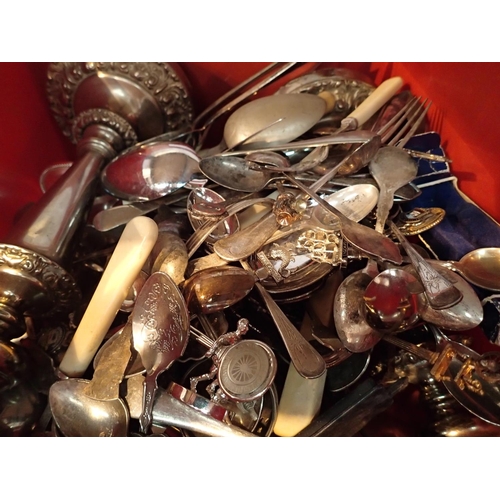 1274 - Box of mixed silver plate and cutlery. Not available for in-house P&P, contact Paul O'Hea at Mailbox... 