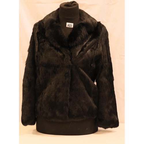 328A - Vintage black rabbit ladies fur coat, size S. P&P Group 2 (£18+VAT for the first lot and £3+VAT for ... 