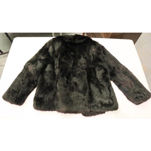 328A - Vintage black rabbit ladies fur coat, size S. P&P Group 2 (£18+VAT for the first lot and £3+VAT for ... 