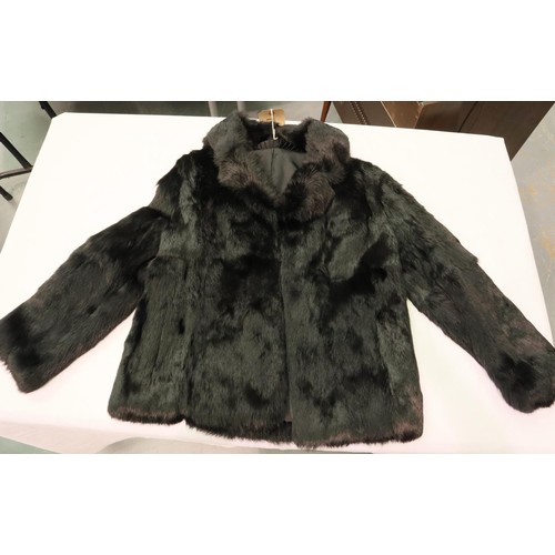 328A - Vintage black rabbit ladies fur coat, size S. P&P Group 2 (£18+VAT for the first lot and £3+VAT for ... 