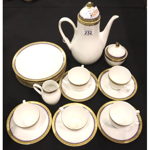 232 - Bavarian gilt twenty one piece coffee service. Not available for in-house P&P, contact Paul O'Hea at... 