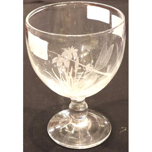 309 - Robert Ellison (Meadows Glass) oversized etched chalice, signed and dated 1977, H: 18 cm. P&P Group ... 