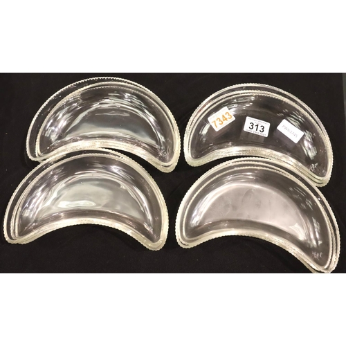 313 - A set of twelve early 20th century kidney side plates in glass. Not available for in-house P&P, cont... 