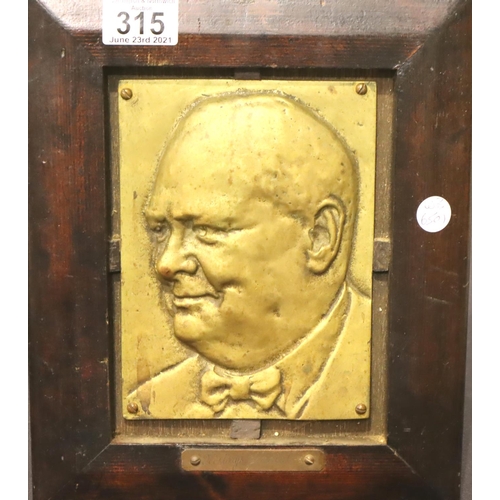 315 - Framed Churchill brass plaque, overall 24 x 30 cm. P&P Group 3 (£25+VAT for the first lot and £5+VAT... 