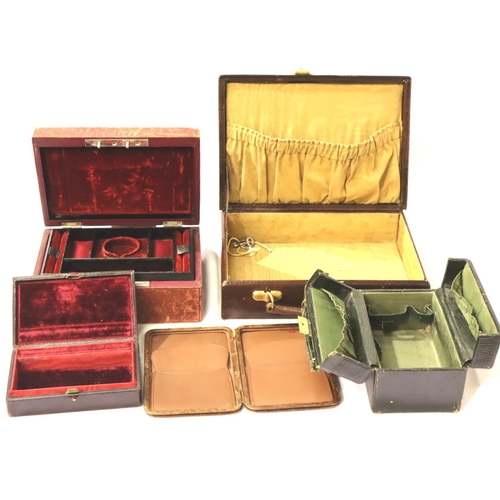 323 - Mixed 19th and 20th century leather travel cases, mostly for jewellery, including a Boswell of Edinb... 