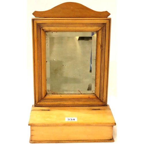 334 - A Victorian pine wall mounting candle box with mirror, 28 x 14 x 48 cm H. P&P Group 3 (£25+VAT for t... 