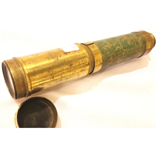 351 - Late 19th century lacquered brass three draw telescope. P&P Group 3 (£25+VAT for the first lot and £... 