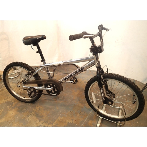 1006A - Childs 13'' frame Mongoose BMX bike with a chrome finish, front and rear Tektro V brakes. Not availa... 