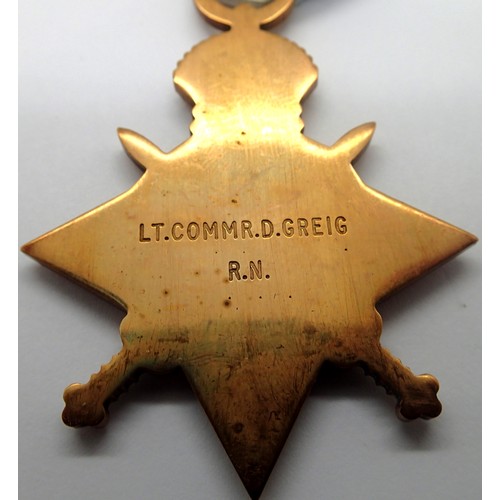 3213 - 1914-1915 star engraved to Lt Commr D Greig RN. P&P Group 1 (£14+VAT for the first lot and £1+VAT fo... 