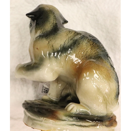 196 - 19th Century Staffordshire style cat, H: 22 cm. P&P Group 2 (£18+VAT for the first lot and £3+VAT fo... 