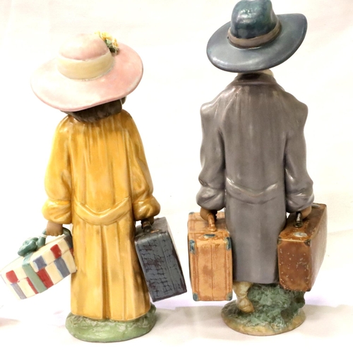 231 - Lladro Gres boy and girl evacuees, largest H: 30 cm. P&P Group 3 (£25+VAT for the first lot and £5+V... 