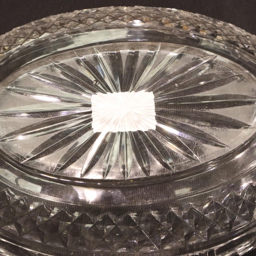 295 - A Regency cut glass oval bowl, together with a heavily hobnailed fruit bowl. Not available for in-ho... 