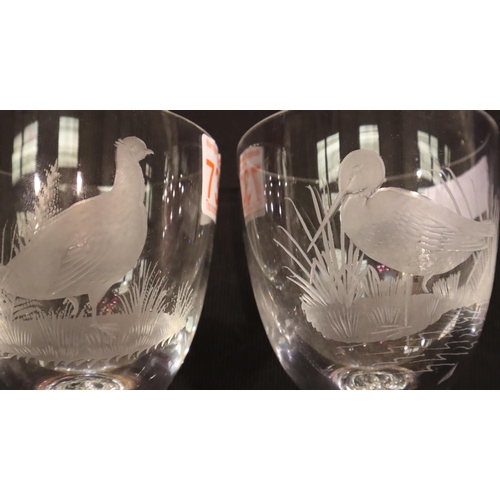 306 - Robert Ellison (Meadows Glass) pair of Zinfandel glasses, each with double-helix air twist stems, si... 