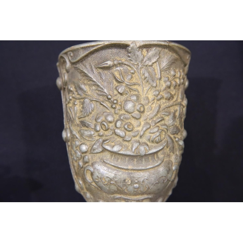 318 - A Victorian spelter chalice, relief decorated with classical design, H: 20 cm. P&P Group 1 (£14+VAT ... 