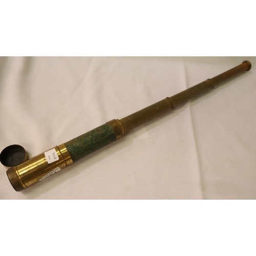 351 - Late 19th century lacquered brass three draw telescope. P&P Group 3 (£25+VAT for the first lot and £... 