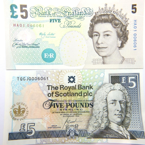 3097 - Two Jubilee issue £5 notes of Elizabeth II, both 006061. P&P Group 1 (£14+VAT for the first lot and ... 