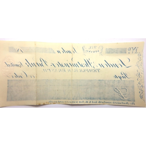 3098 - Temple Bar Branch of London & Westminster Bank, an 1890 cheque for £15-0-0, numbered 713018. P&P Gro... 