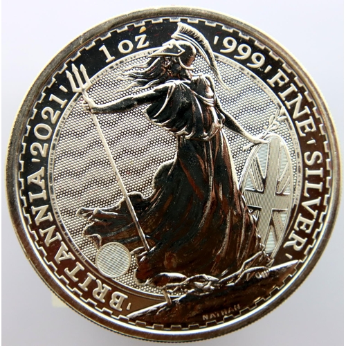 3110 - 2021 - 1 oz Bullion 2 Pound Britannia. P&P Group 1 (£14+VAT for the first lot and £1+VAT for subsequ... 