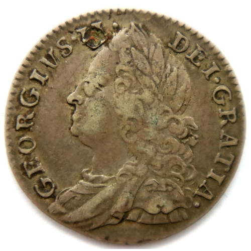 3129 - 1758 - Silver Sixpence of King George II. P&P Group 1 (£14+VAT for the first lot and £1+VAT for subs... 