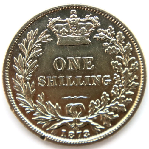 3154 - 1873 die 48 - Silver Shilling of Queen Victoria. P&P Group 1 (£14+VAT for the first lot and £1+VAT f... 