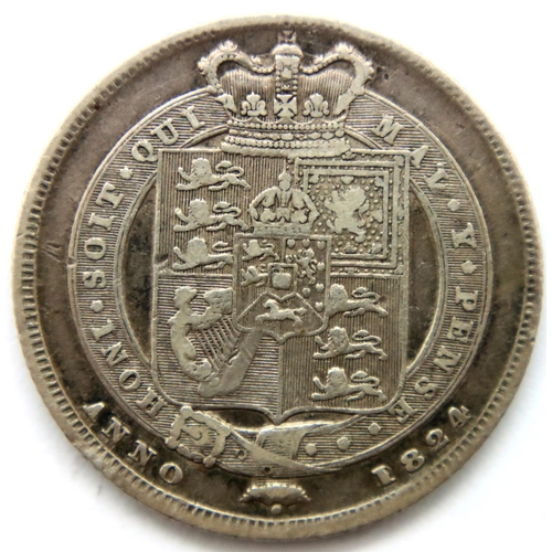 3171 - 1824 - Silver Shilling of King George IV. P&P Group 1 (£14+VAT for the first lot and £1+VAT for subs... 