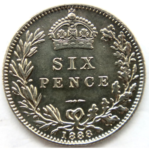 3174 - 1888 - Silver Sixpence of Queen Victoria. P&P Group 1 (£14+VAT for the first lot and £1+VAT for subs... 