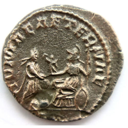 3190 - 253AD - Empress Salonina Antoninianus. emperor standing right, receiving Victory from Roma seated le... 