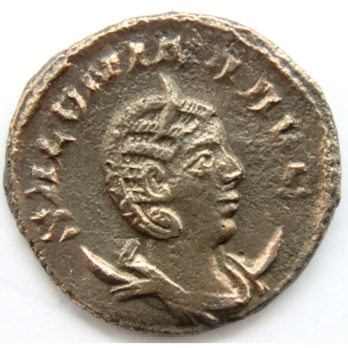 3190 - 253AD - Empress Salonina Antoninianus. emperor standing right, receiving Victory from Roma seated le... 