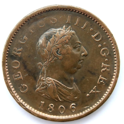 3211 - 1806 - Copper Penny of King George III - SOHO mint. P&P Group 1 (£14+VAT for the first lot and £1+VA... 