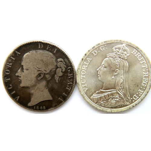 3214 - 1845 - Silver Crown of Queen Victoria - Cinquefoil stops. P&P Group 1 (£14+VAT for the first lot and... 