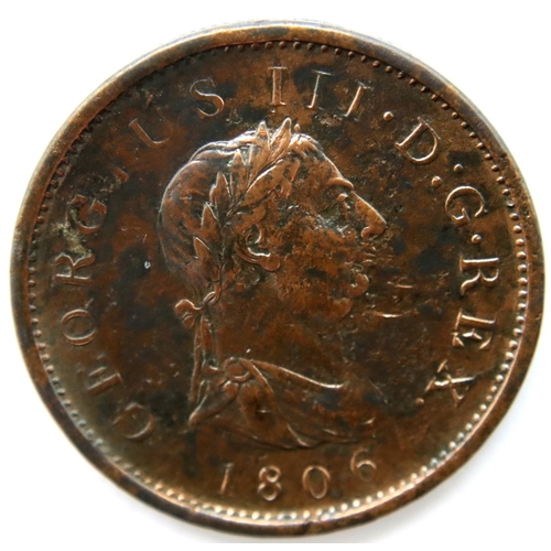 3219 - 1806 - Copper Penny of King George 3rd - SOHO mint. P&P Group 1 (£14+VAT for the first lot and £1+VA... 