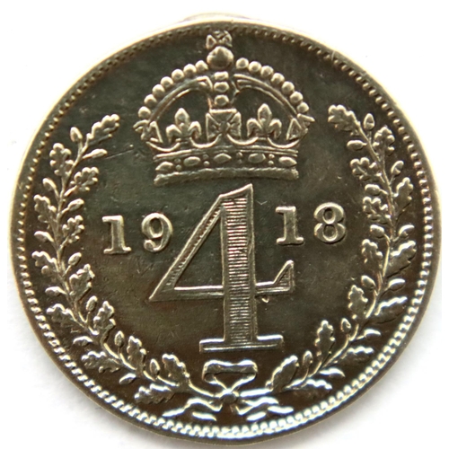 3220 - 1918 - Silver Maundy Fourpence of King George V. P&P Group 1 (£14+VAT for the first lot and £1+VAT f... 