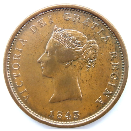 3221 - 1843 - New Brunswick Queen Victoria Penny token. P&P Group 1 (£14+VAT for the first lot and £1+VAT f... 