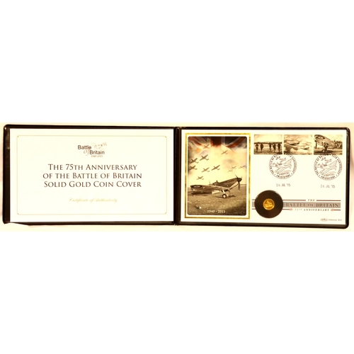 3230 - Jubilee Mint 2015 9ct gold Crown cover, Battle of Britain limited to a run of 299, sealed in slip ca... 