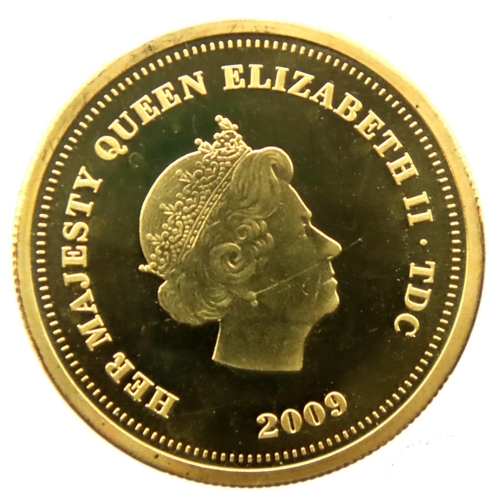 3236 - Tristan da Cuhna 2009 gold proof Half Crown of Elizabeth II. P&P Group 1 (£14+VAT for the first lot ... 