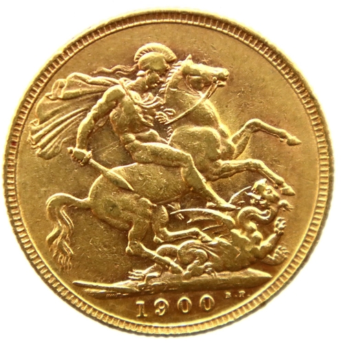 3237 - 1900 Full Sovereign of Queen Victoria. P&P Group 1 (£14+VAT for the first lot and £1+VAT for subsequ... 